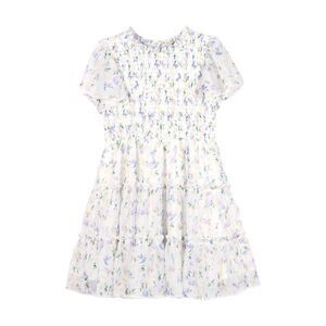 Zunie NWT Kids' Metallic Floral Flutter Sleeve Smocked Bodice Party Dress Girl 7